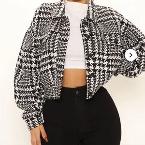 Fashion Nova Black and White Houndstooth Blazer NWT